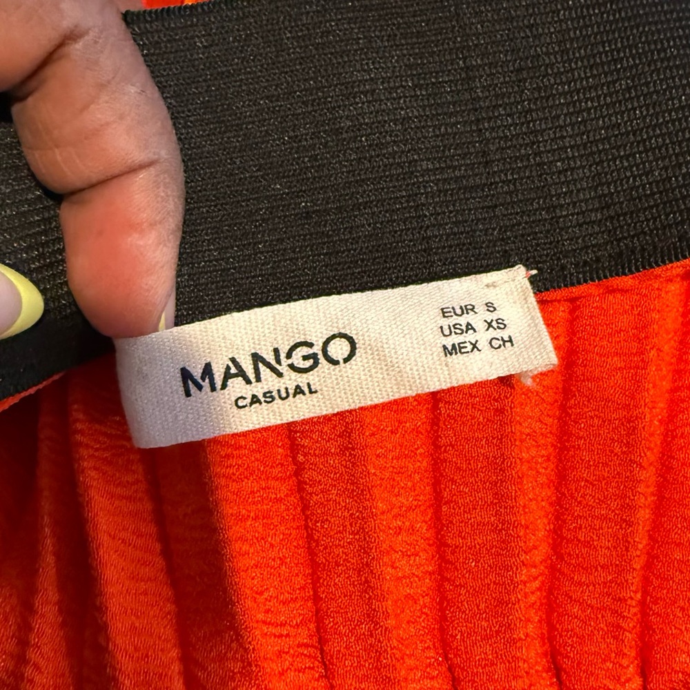 Mango Orange Pleated Skirt Size XS - Picture 5 of 9